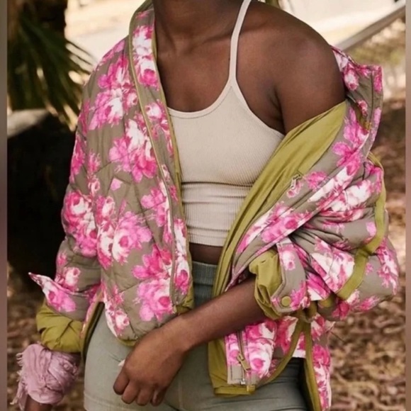 FP Movement by Free People Jackets & Blazers - Free People Movement Printed Pippa Packable Puffer Jacket Pink Rose